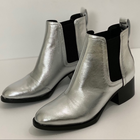 Excellent Rag & Bone Silver Leather Ankle Booties - Picture 4 of 14
